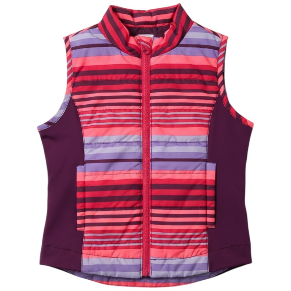 Gymboree Gymgo Vest Girls S 5-6 Pink Purple Striped Puffer Full Zip Lightweight